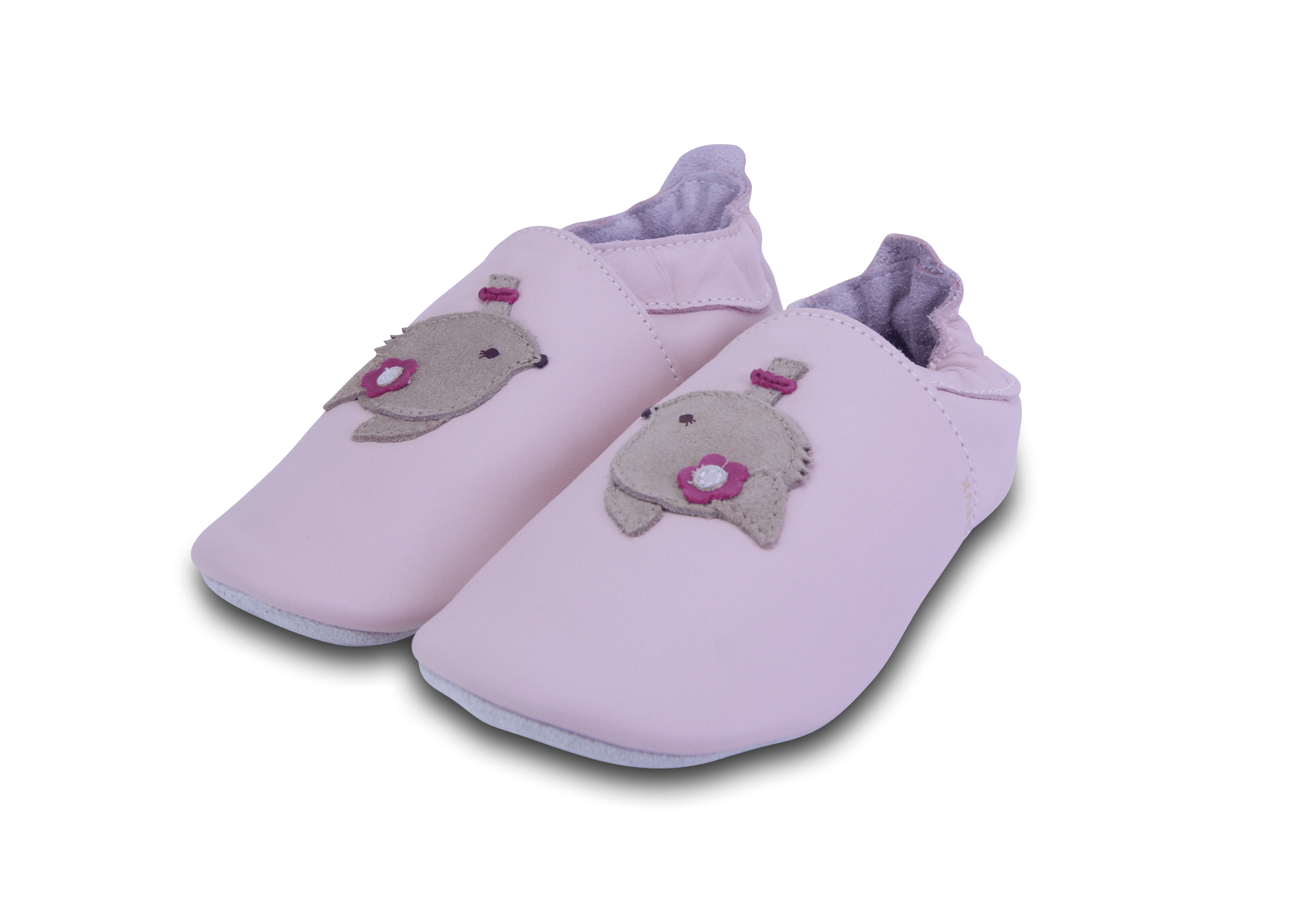 rosa Lederpatschen für Kinder von Bobux mit Rehkopf